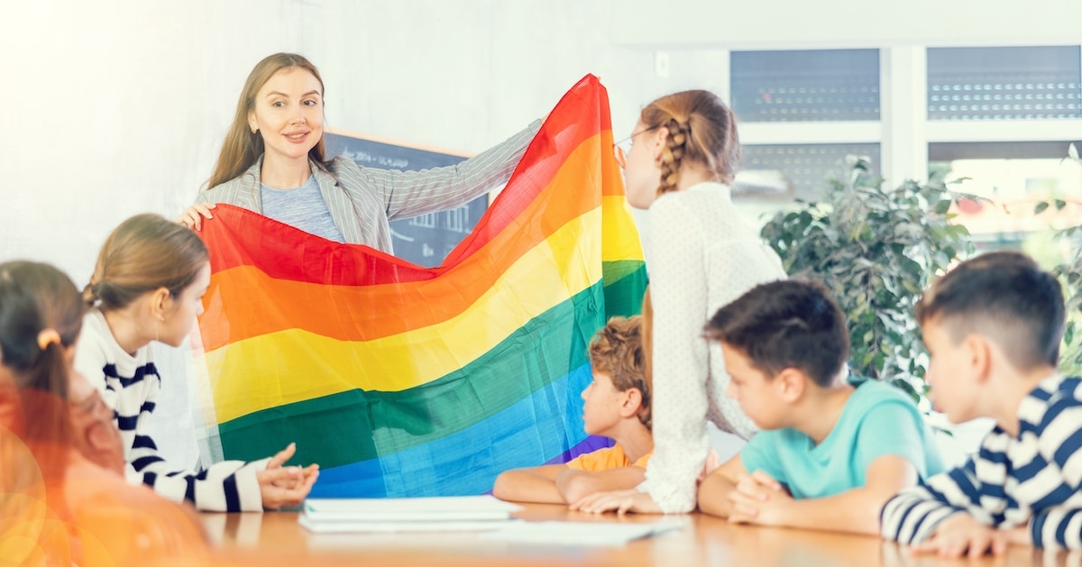 Class, LGBT, flag, teacher